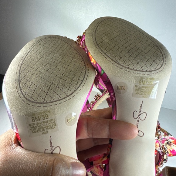 Jessica Simpson Jaycin Pink Floral Sandal Heels Women’s Size 8 - Picture 11 of 12